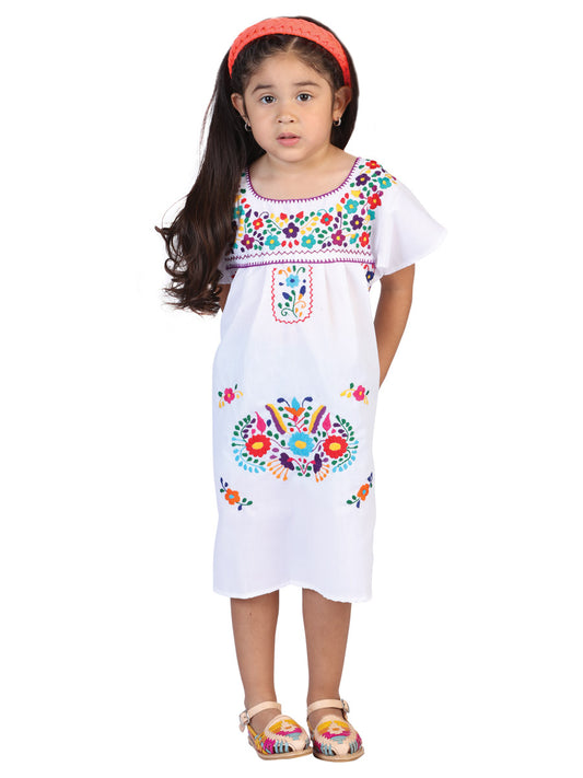 Artisanal Embroidered Dress  50% Cotton, 50% Polyester White  601626
