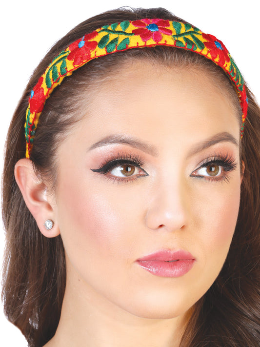 Artisanal Embroidered Headband 100% Cotton Yellow 602695