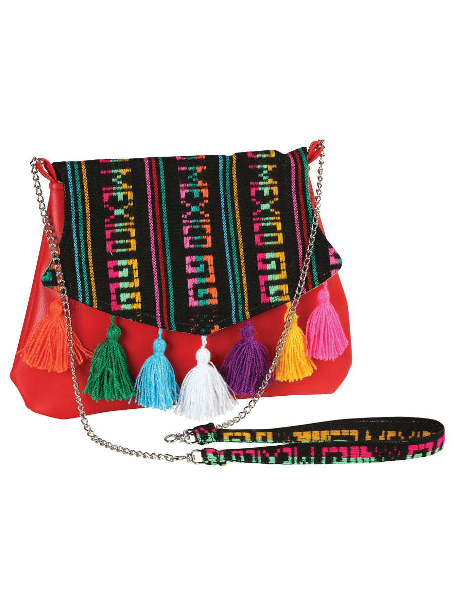 Bolso bandolera artesanal 100% poliéster rojo 603023