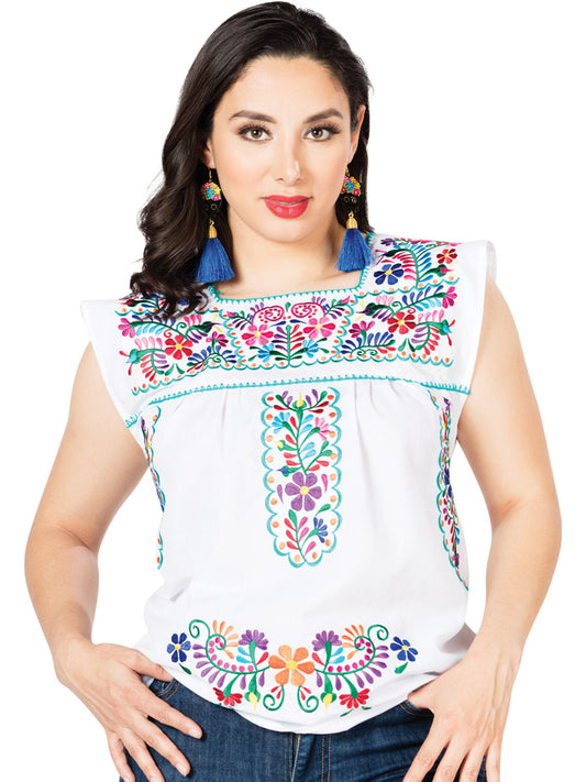 Artisanal Embroidered Blouse 100% Cotton White 603049