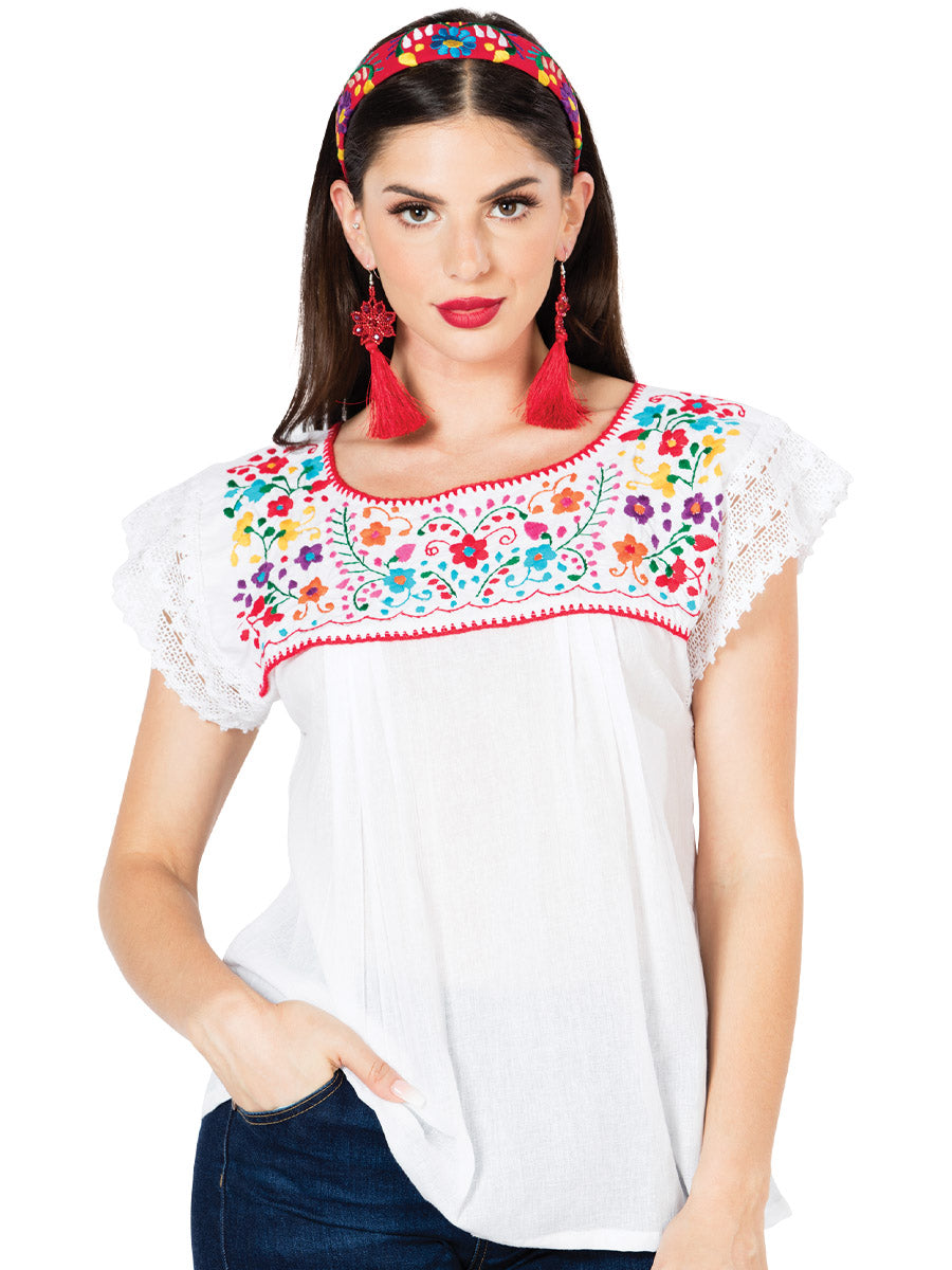 Artisanal Embroidered Blouse 100% Cotton White 603096