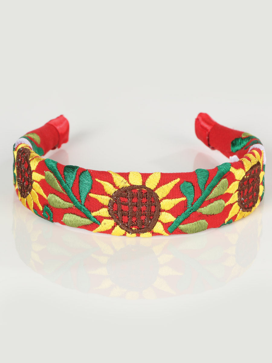 Diadema bordada artesanal 100% algodón rojo 603104
