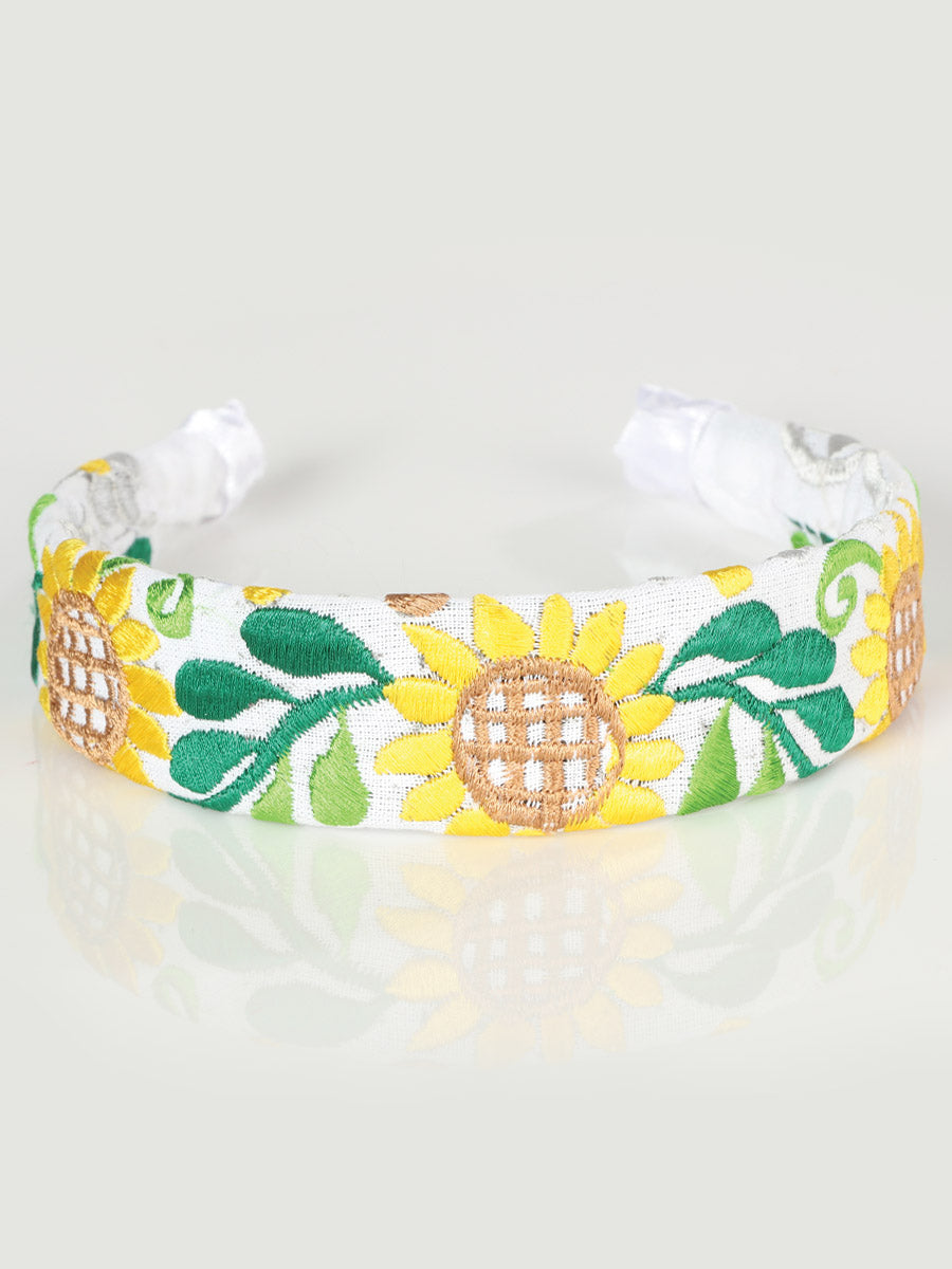 Diadema bordada artesanalmente 100% algodón blanco 603105
