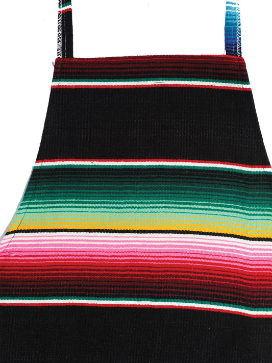 Artisanal Mexican Zarape Apron 100% Acrylan Black 603579