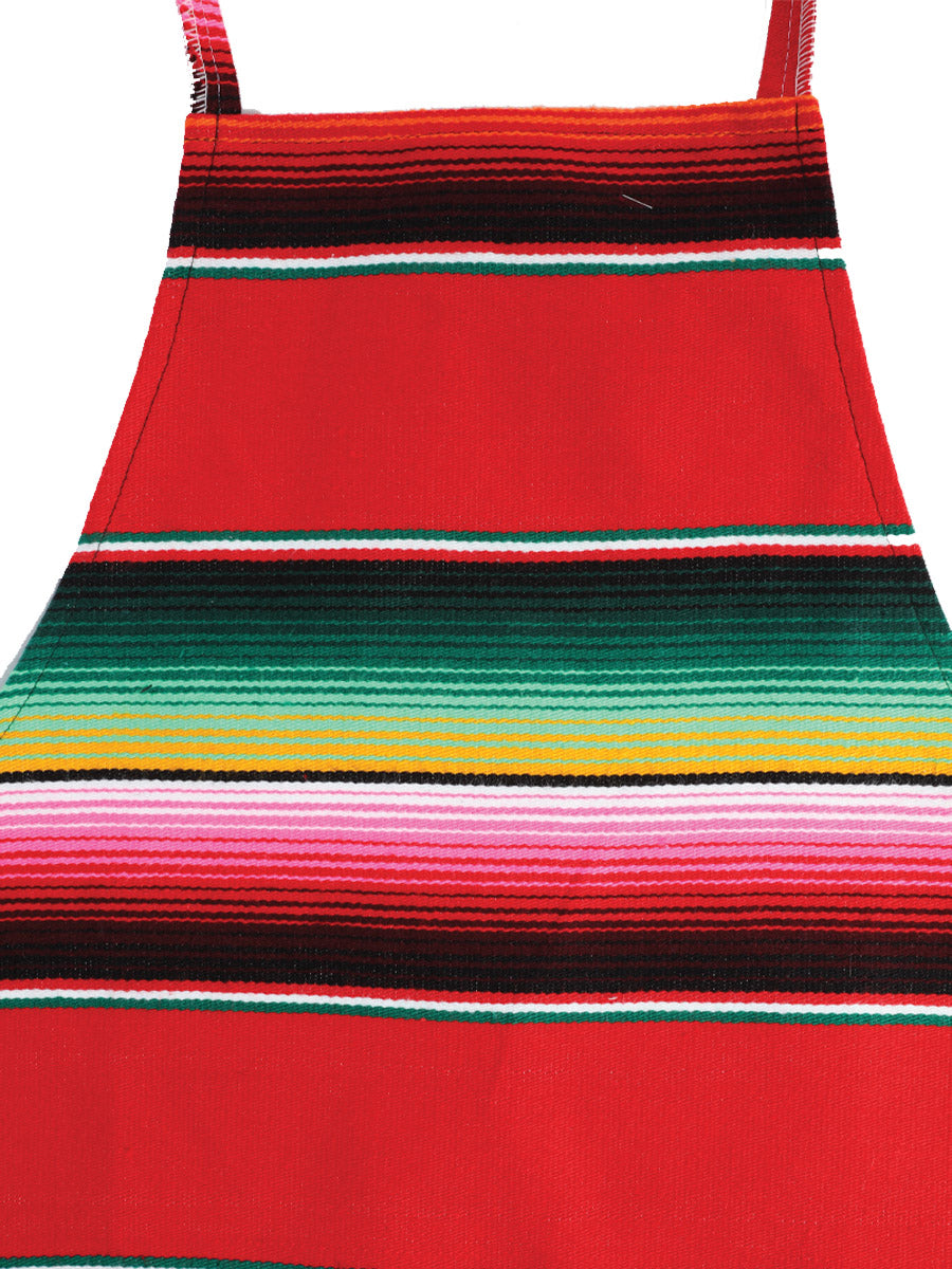 Delantal artesanal mexicano de zarape 100% acrílico rojo 603582
