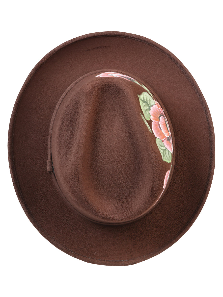 Artisanal Hand Painted Hat Suede Brown 603822