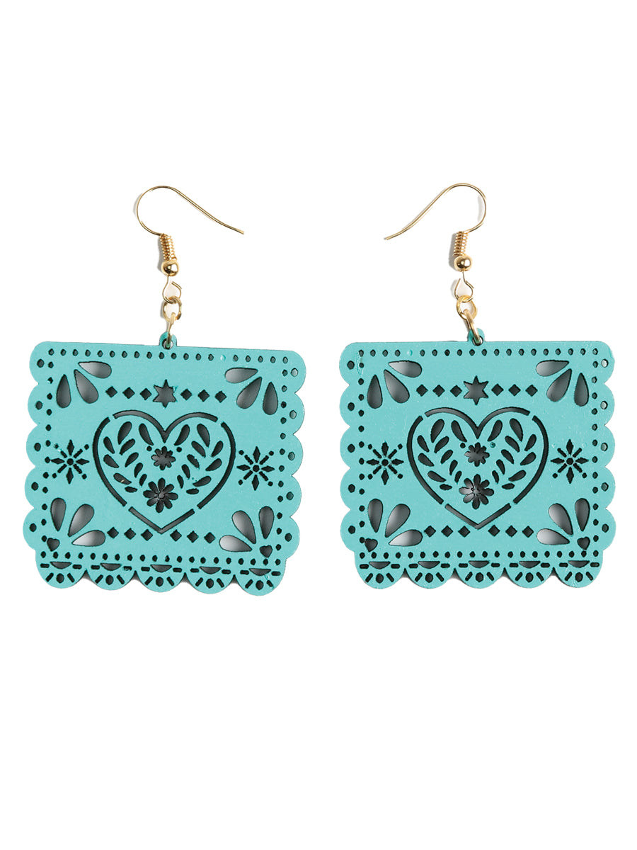 Artisanal Handmade Earrings Wood Emerald 603948