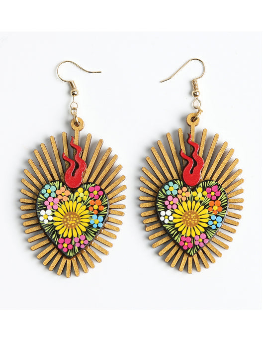 Artisanal Hand Painted Earrings Black 603978