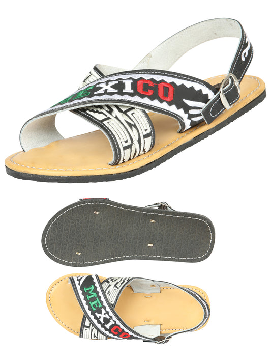 Mexican Artisanal Sandals 50% Leather, 50% Synthetic Black  604033