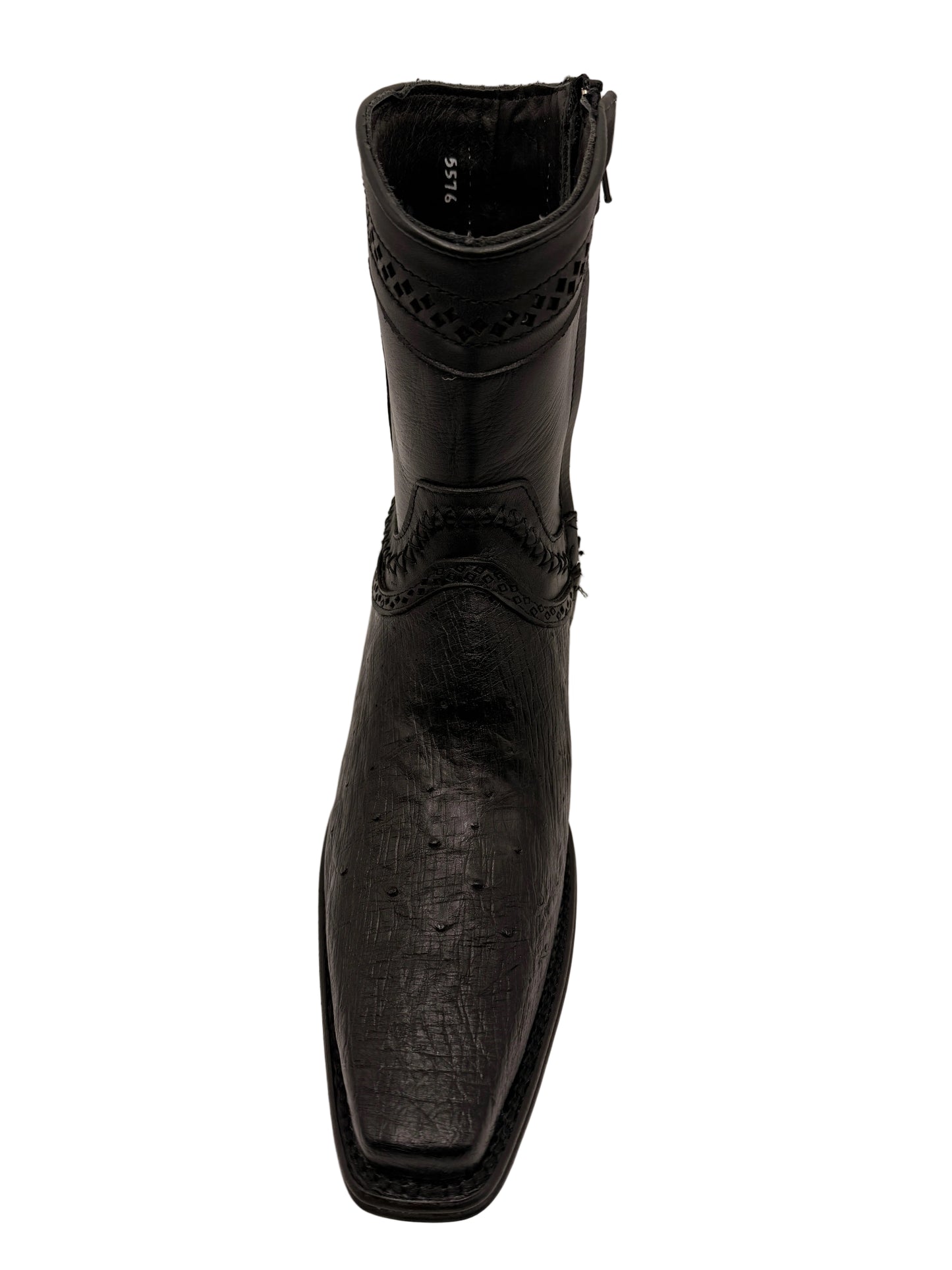los altos low shaft European square toe smooth ostrich black 76B9705