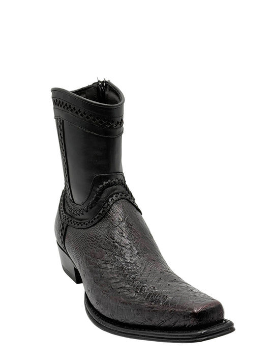 Los Altos low shaft European square toe smooth ostrich black cherry