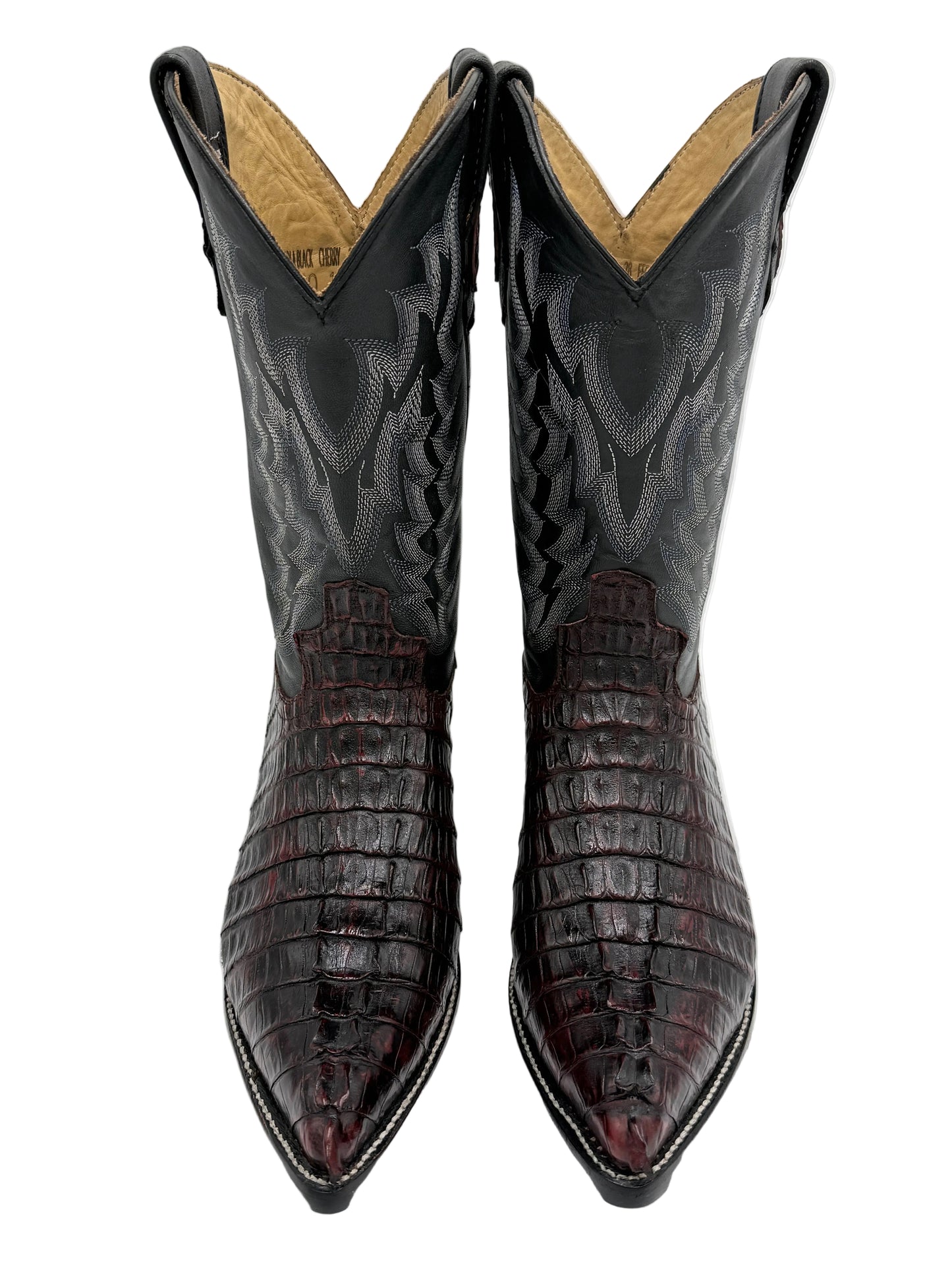 Men’s Exotic Caiman Tail Cowboy Boots – Black Cherry| Handcrafted Exotic Leather |  Hector Boots