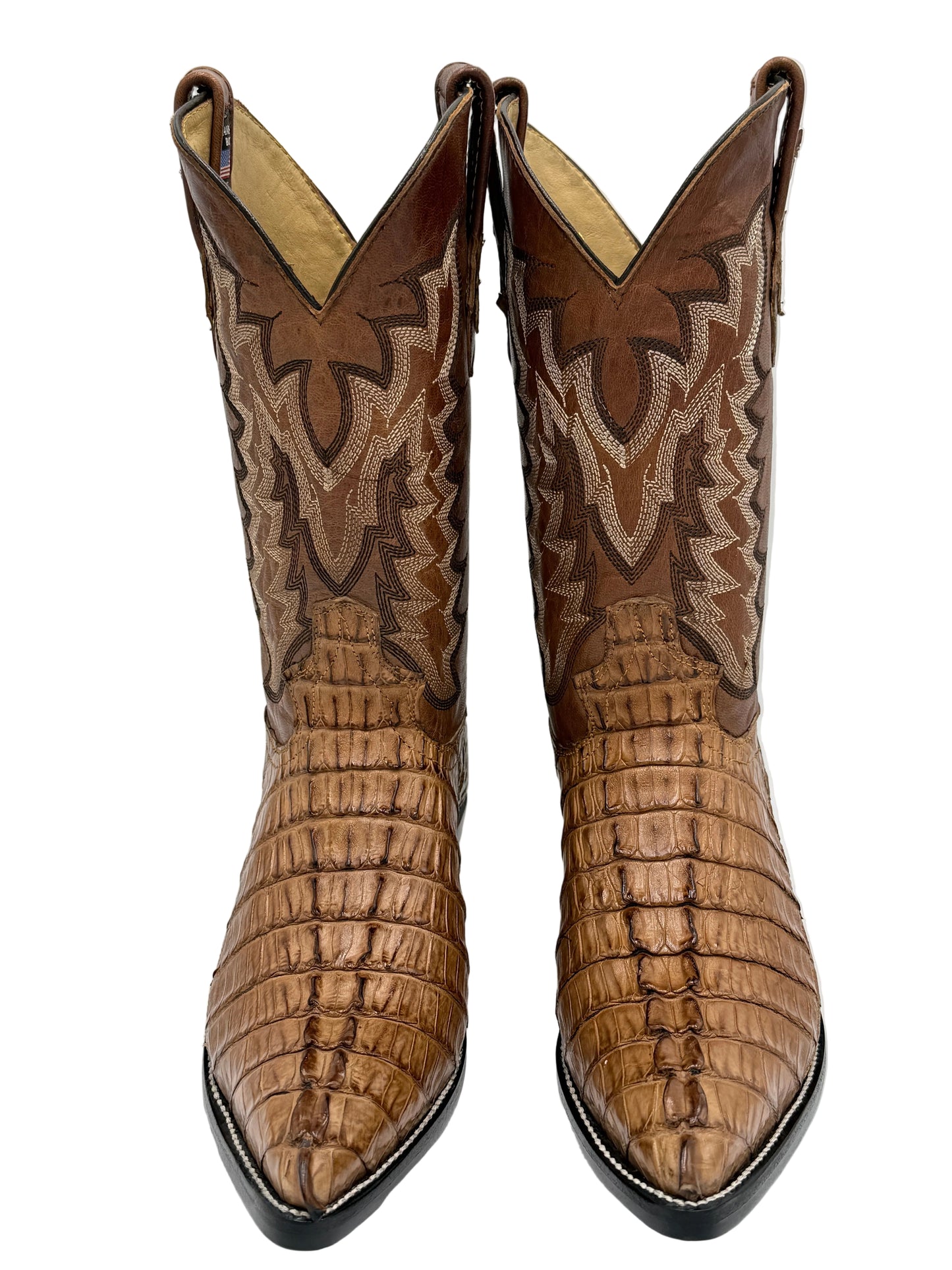 Exotic Caiman Tail Cowboy Boots – Marron Mapple  | Handcrafted Exotic Leather |  Hector Boots