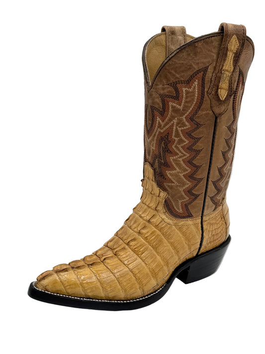 Men’s Exotic Caiman Tail Cowboy Boots – Butter Beige | Handcrafted Exotic Leather |  Hector Boots