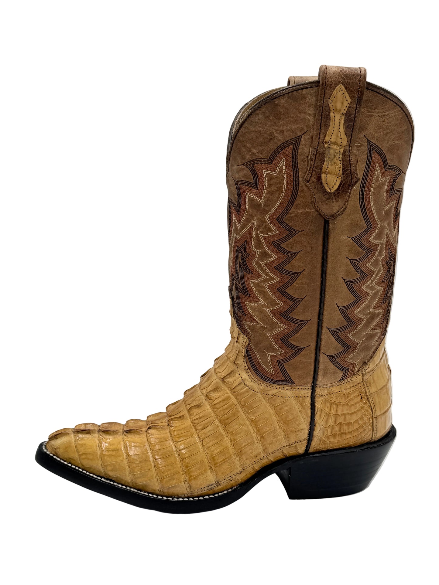 Men’s Exotic Caiman Tail Cowboy Boots – Butter Beige | Handcrafted Exotic Leather |  Hector Boots