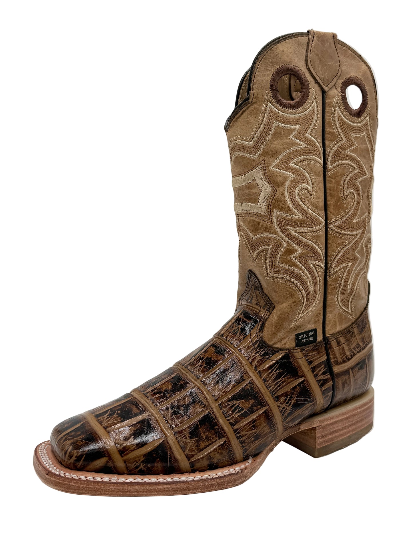 Men’s Leather Cowboy Boots printed Caiman  – faded Brown | Handcrafted Exotic Leather |  Hector Boots