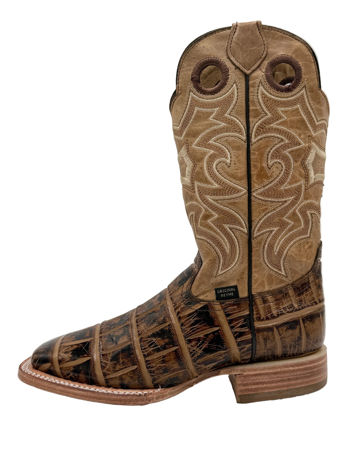 Men’s Leather Cowboy Boots printed Caiman  – faded Brown | Handcrafted Exotic Leather |  Hector Boots