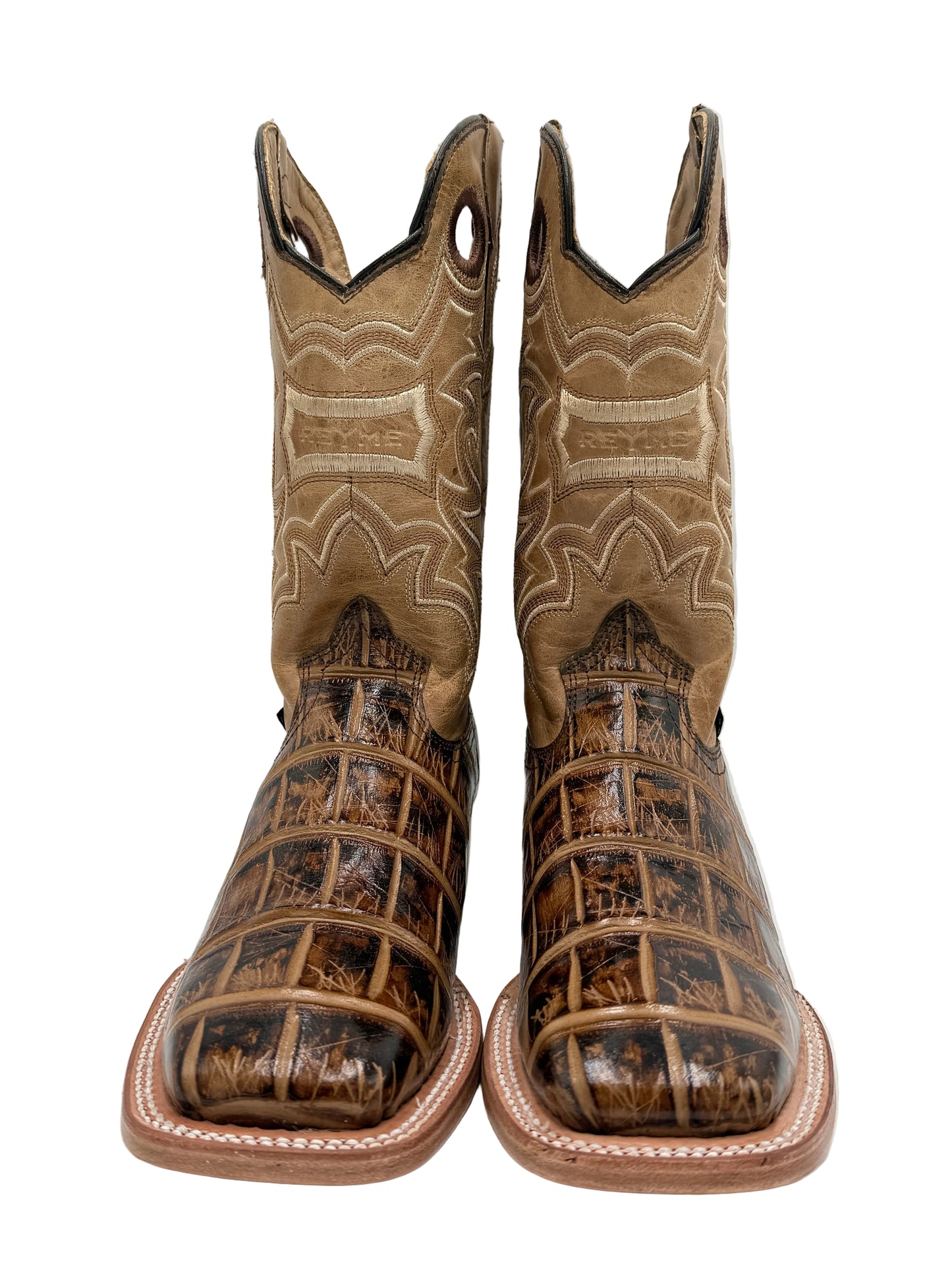 Men’s Leather Cowboy Boots printed Caiman  – faded Brown | Handcrafted Exotic Leather |  Hector Boots