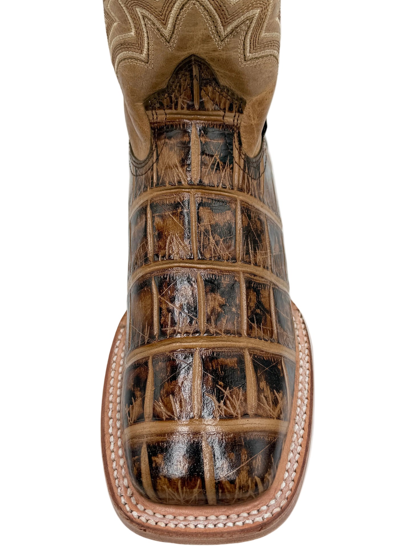 Men’s Leather Cowboy Boots printed Caiman  – faded Brown | Handcrafted Exotic Leather |  Hector Boots